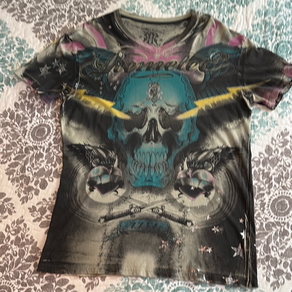 Remetee Trademark City of Angels Multicolor Skull Graphic Tee Men’s Size Large
